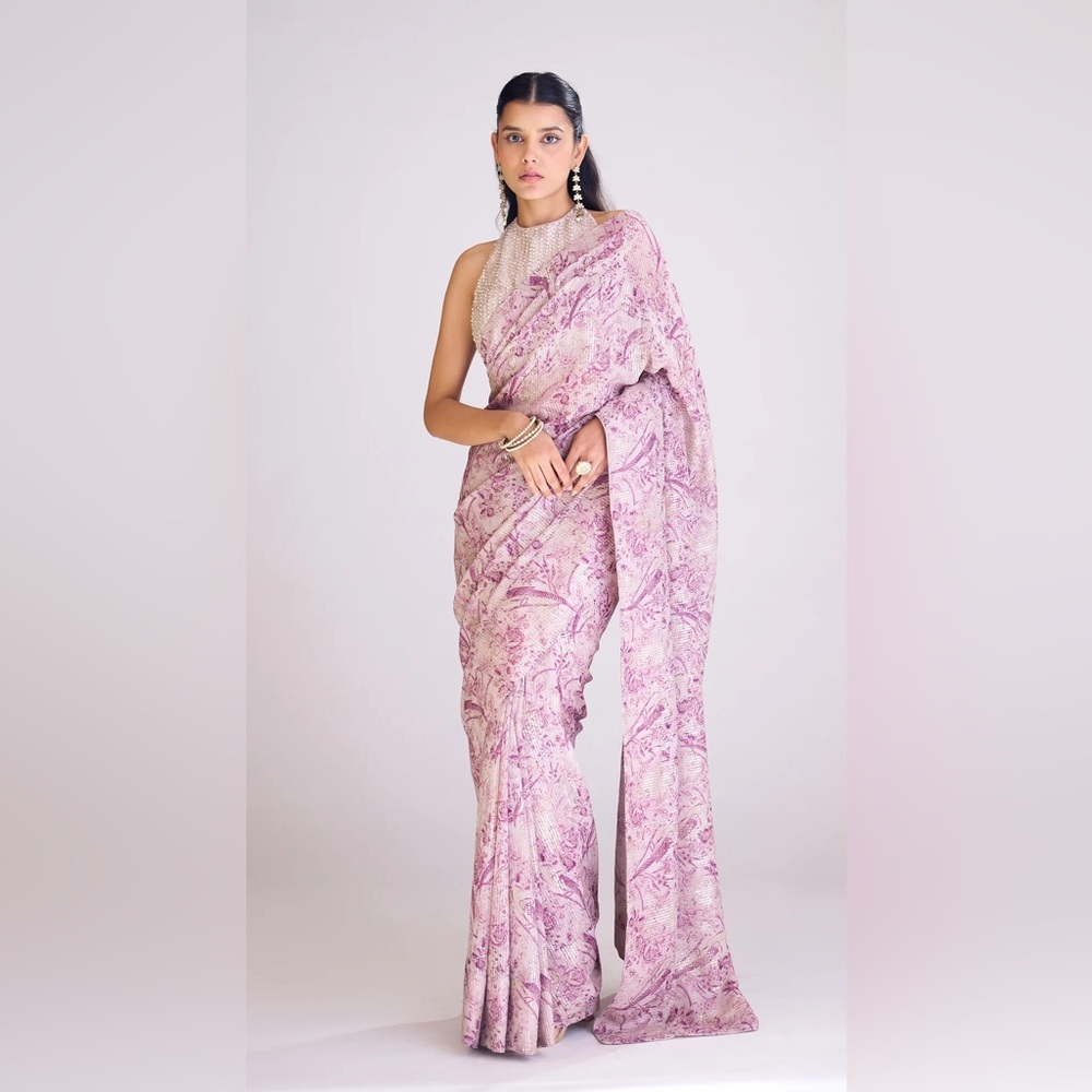 NWT pink saree with sequin blouse